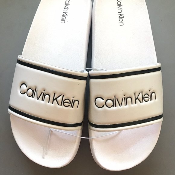 Calvin Klein Slides (White/Black)